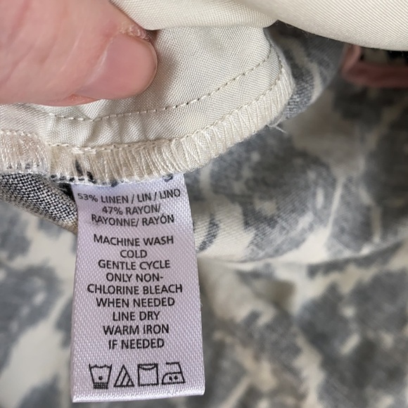 LOFT Linen Blend Aztec Design Skirt Black/Cream 2 - Picture 6 of 6